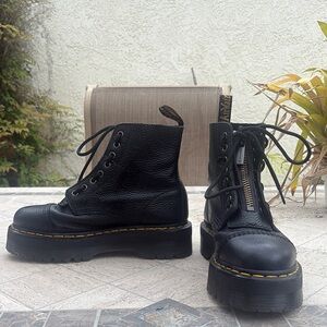 Dr. Martens Black Combat Moto Boots